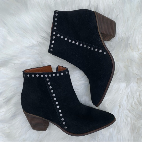 Lucky Brand Linnea Pointed Toe Studded Black Boot - Picture 1 of 9